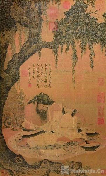 《柳荫高士图》中的纳凉境界